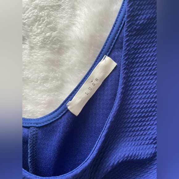 Lush Blue Fit and Flare Dress with Scoop Neck - Picture 2 of 6